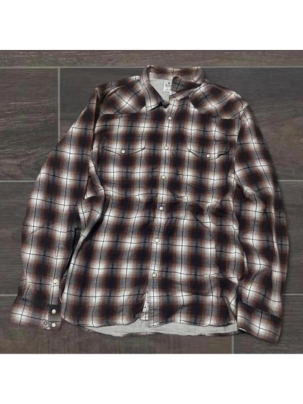 XL Red white vintage 90’s luckybrand plaid longsleeve shirt